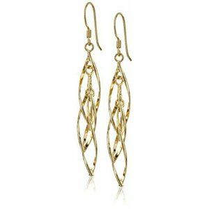 Gold Plated Sterling Silver Linear Swirl French Wi
